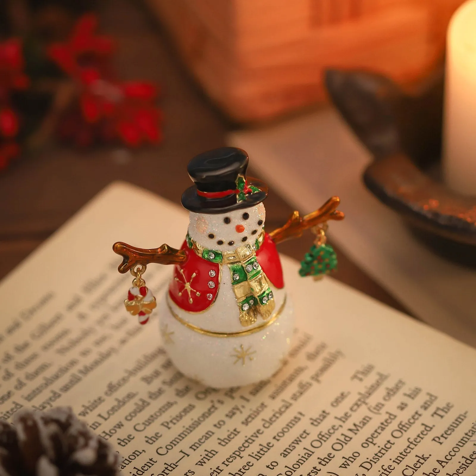 Christmas Snowman Jeweled Trinket Box