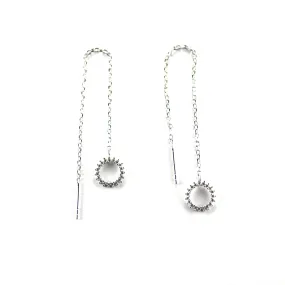 Circle & chain silver earring with CZ