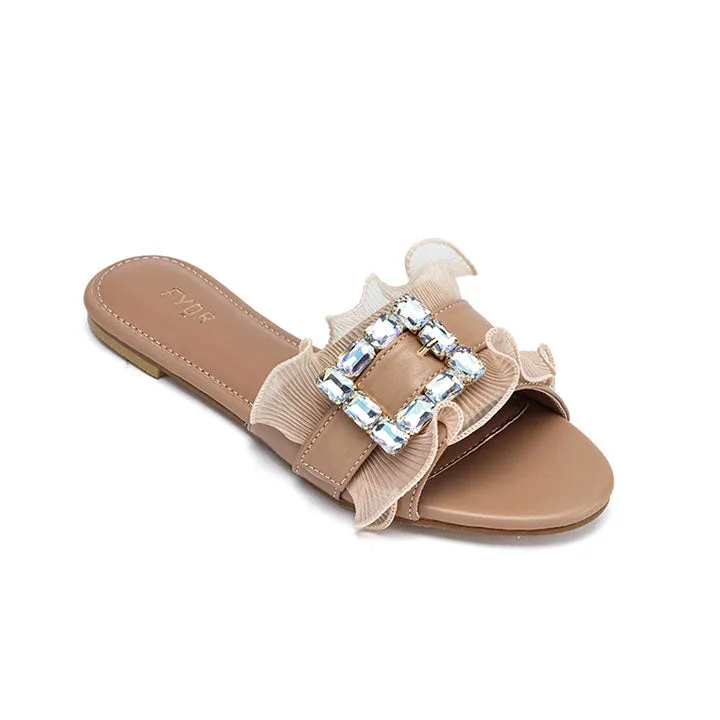 Crystal Brooch Round toe Sandal MY 316