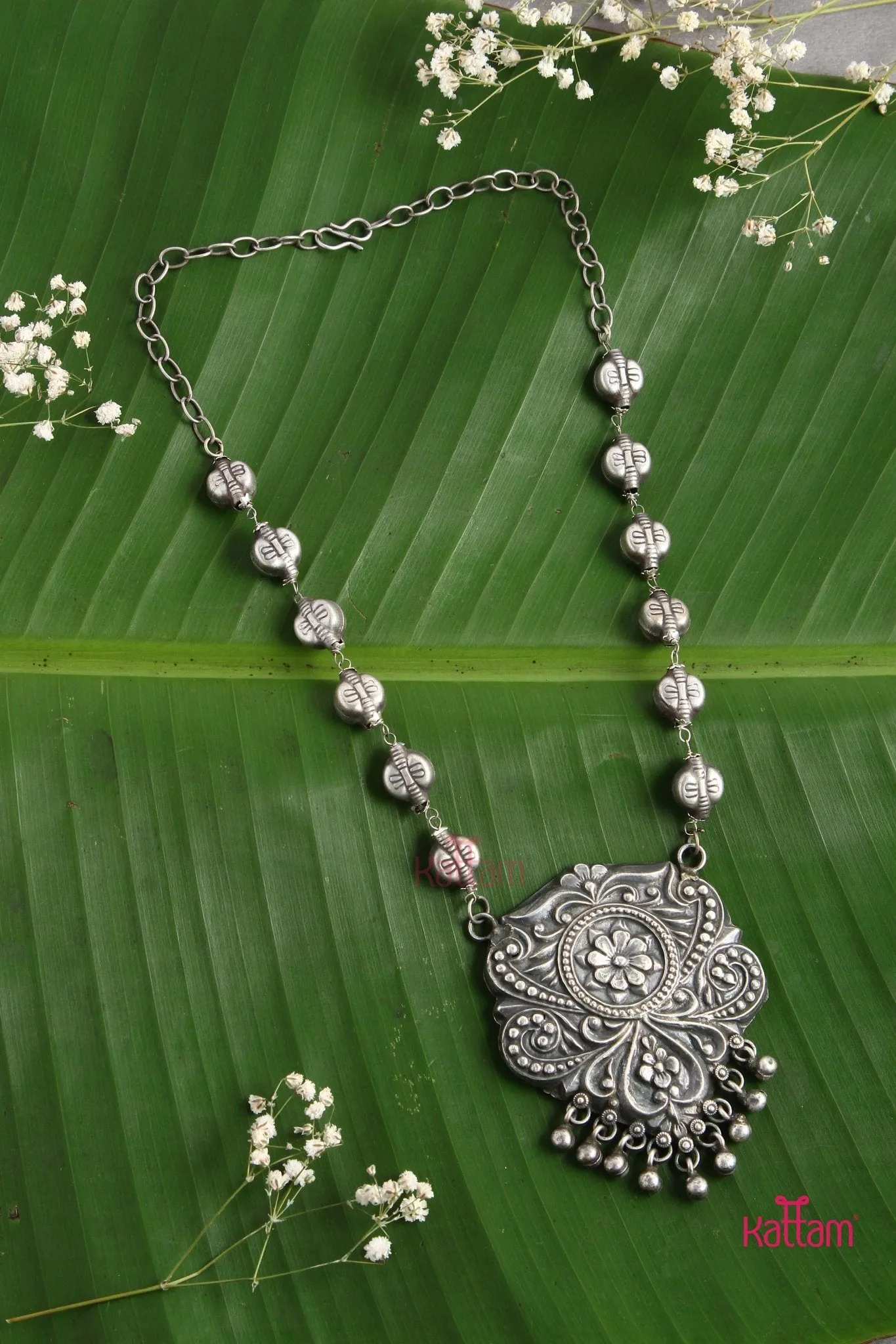 Designer Oxidised Silver Chain - Design 5