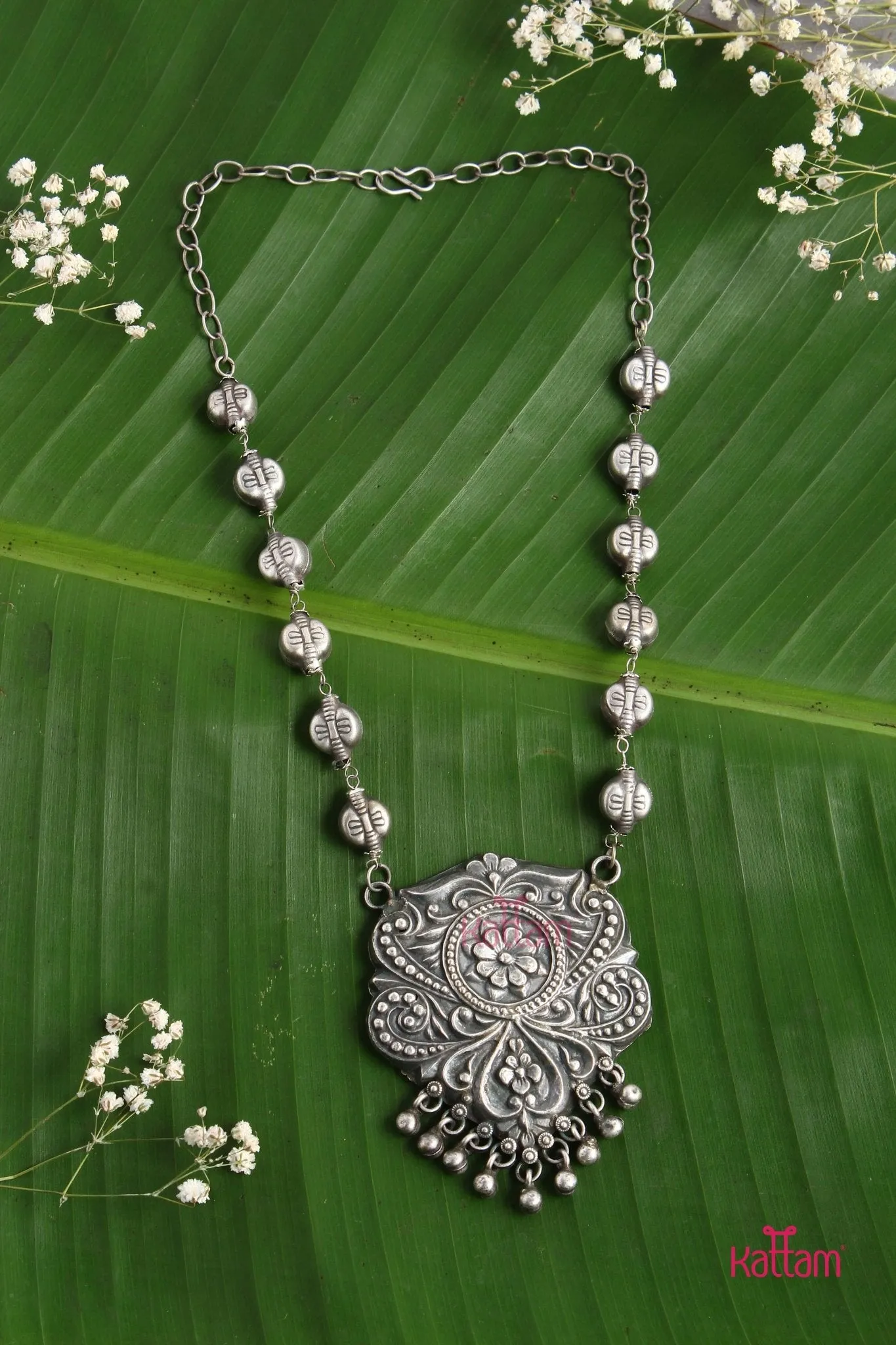 Designer Oxidised Silver Chain - Design 5