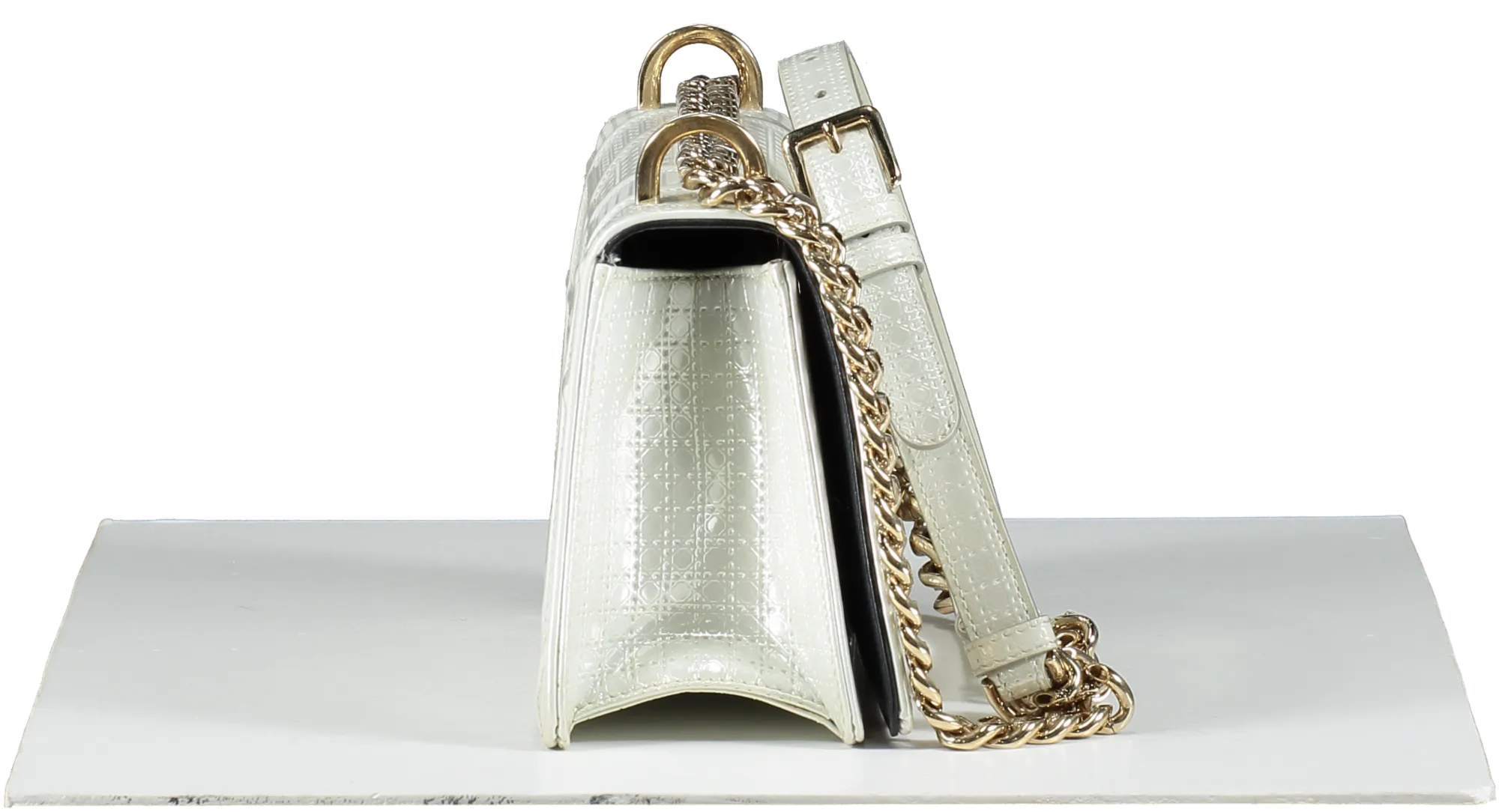 Dior Diorama White Pearl Patent Leather Crossbody Bag