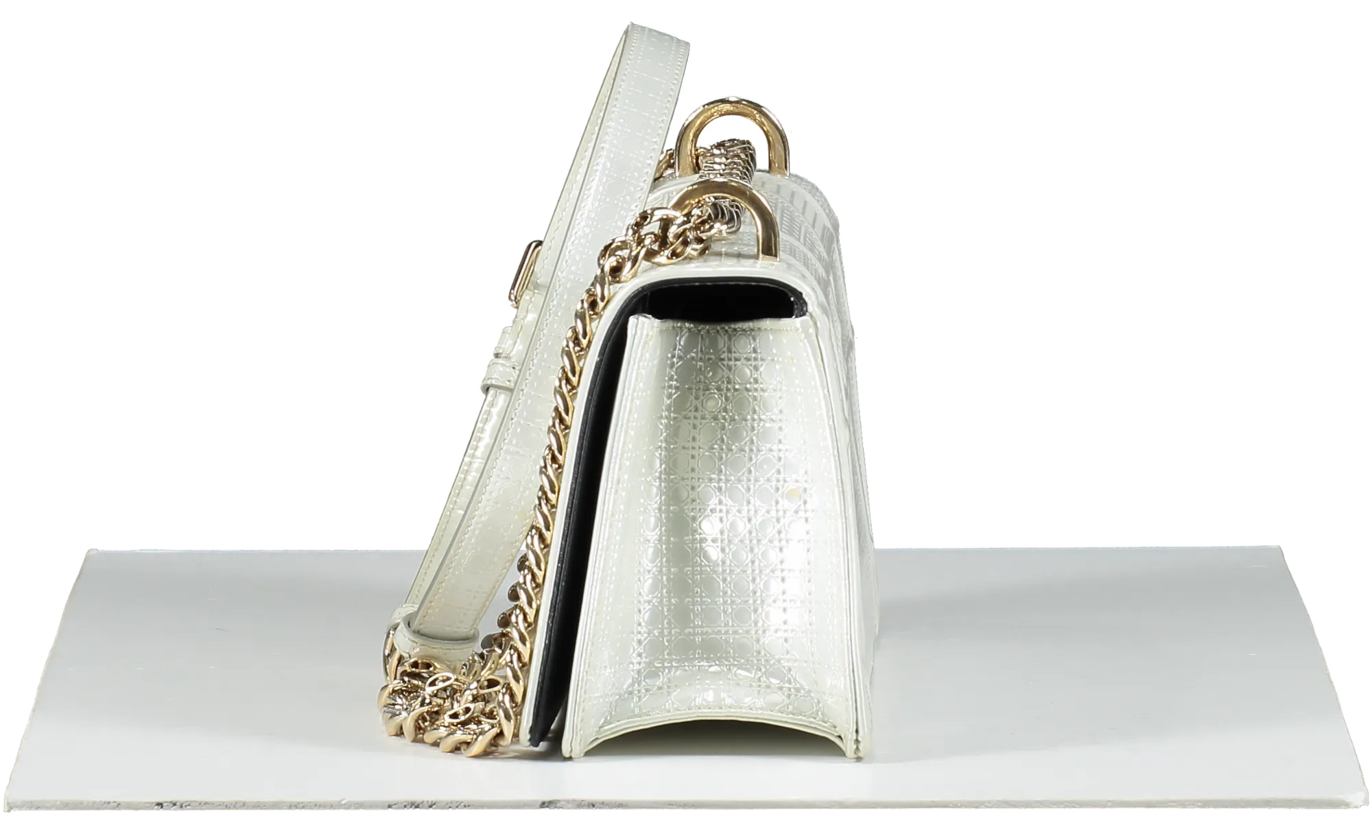 Dior Diorama White Pearl Patent Leather Crossbody Bag