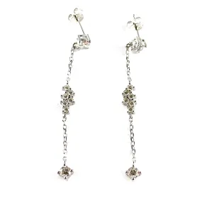 Eight stone & chain silver earring