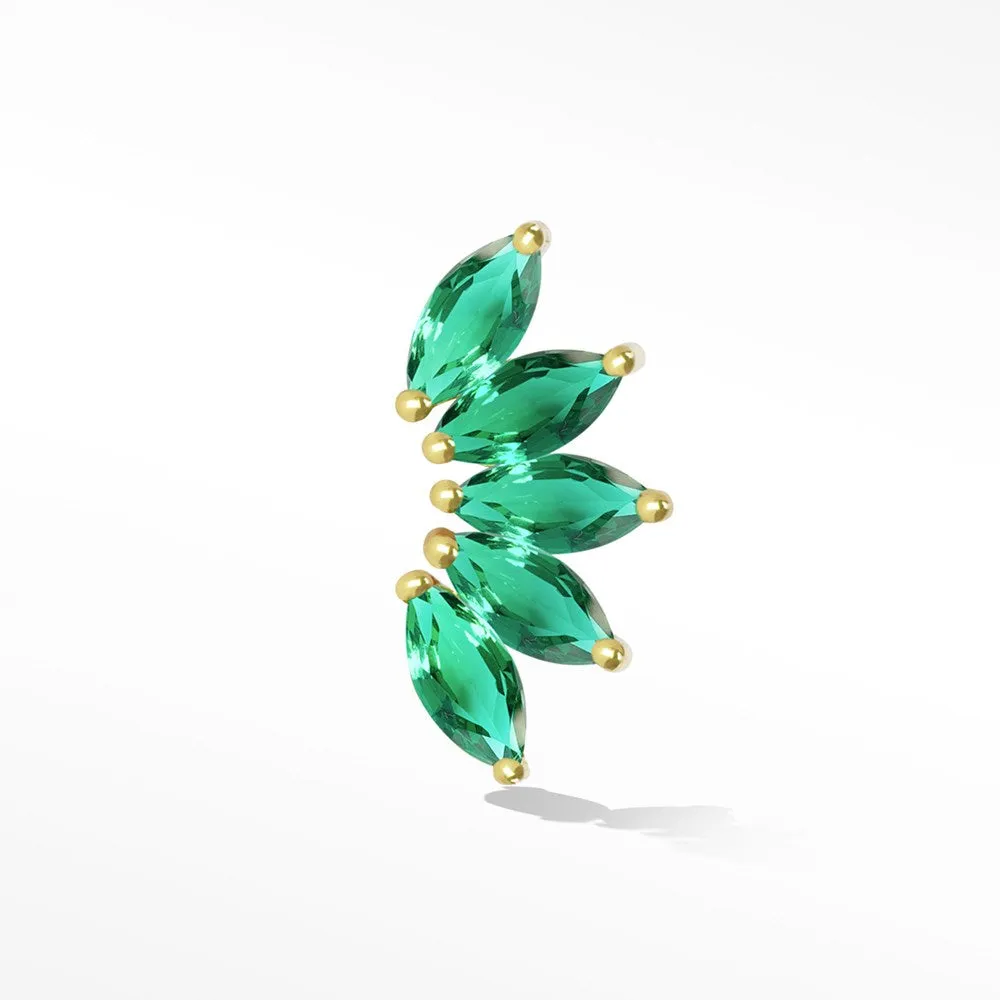 Emerald Flat Back Earring Wild Lotus 14k Yellow