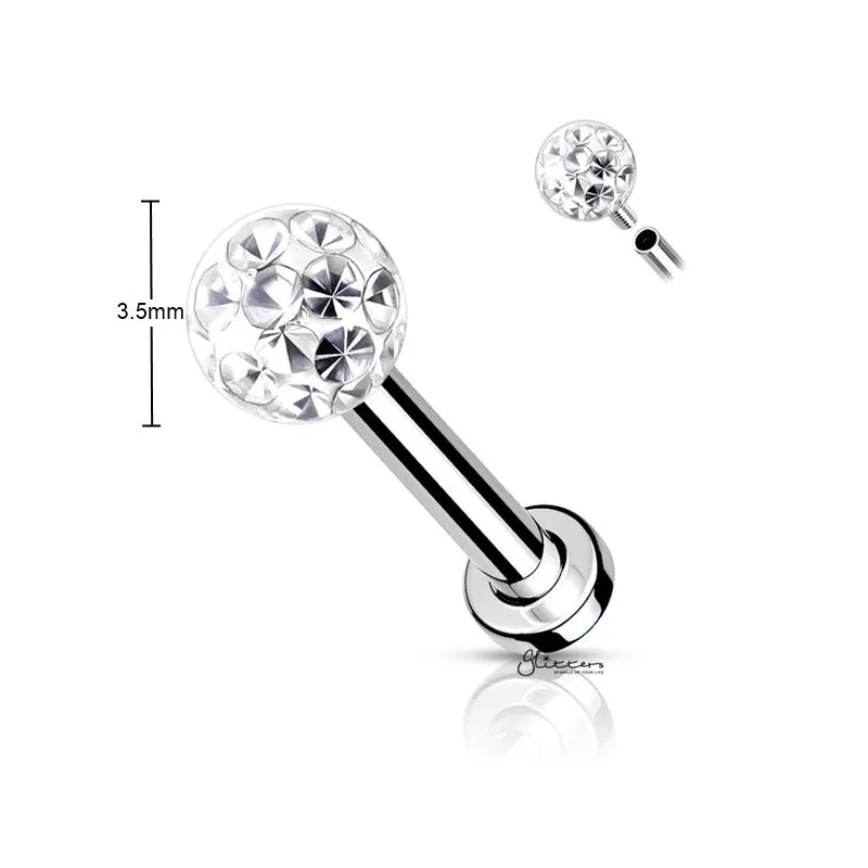 Epoxy Covered Crystal Paved Ball Flat Back Studs - Pink