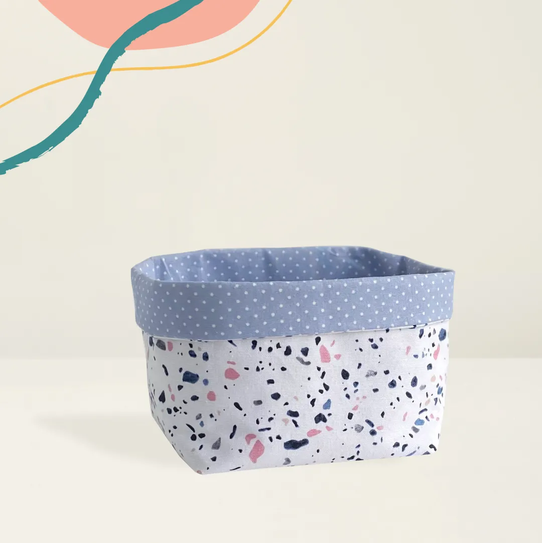 Fabric Storage Box in Blue and Pink Speckles