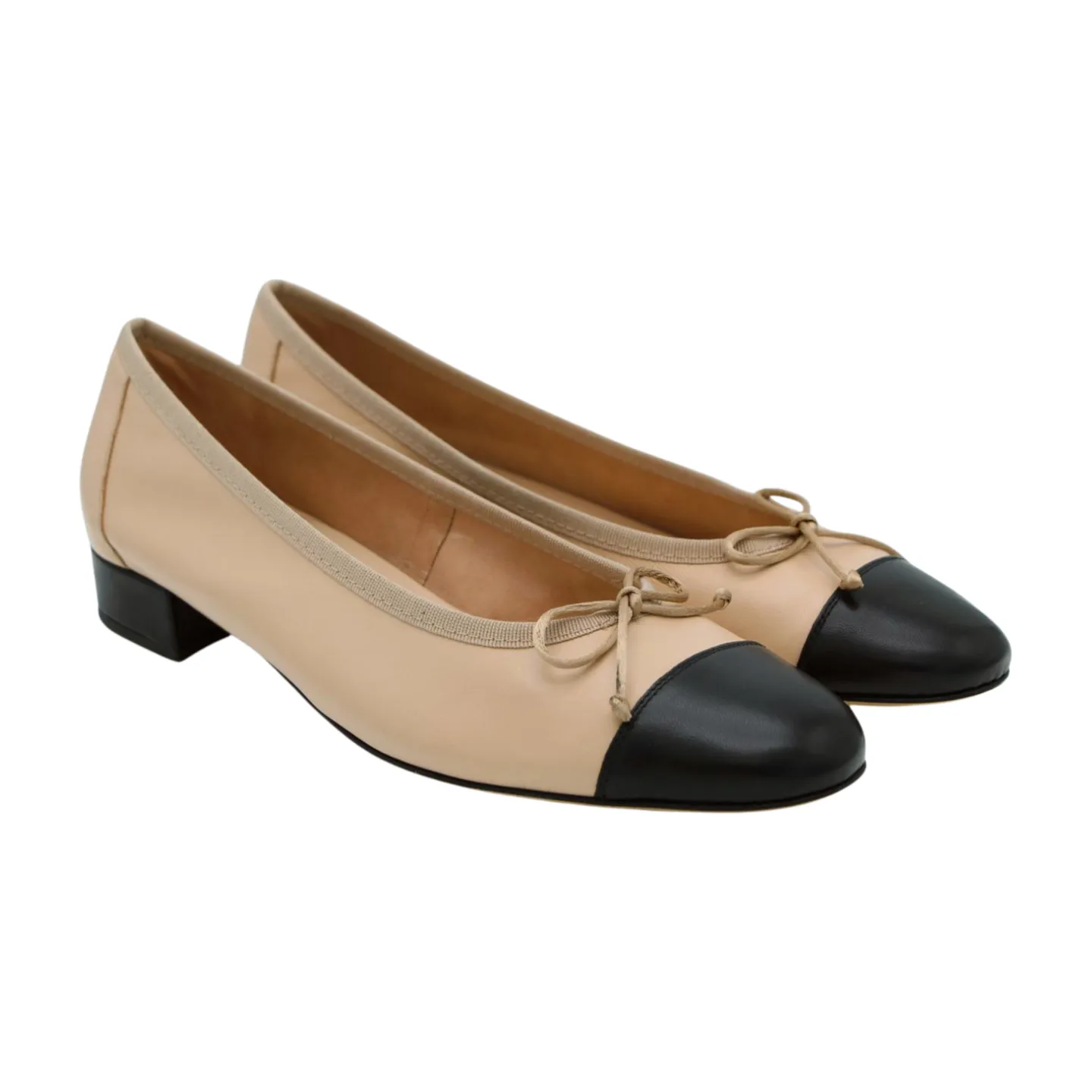 FABUCCI Camel & Black leather Ballet Flat