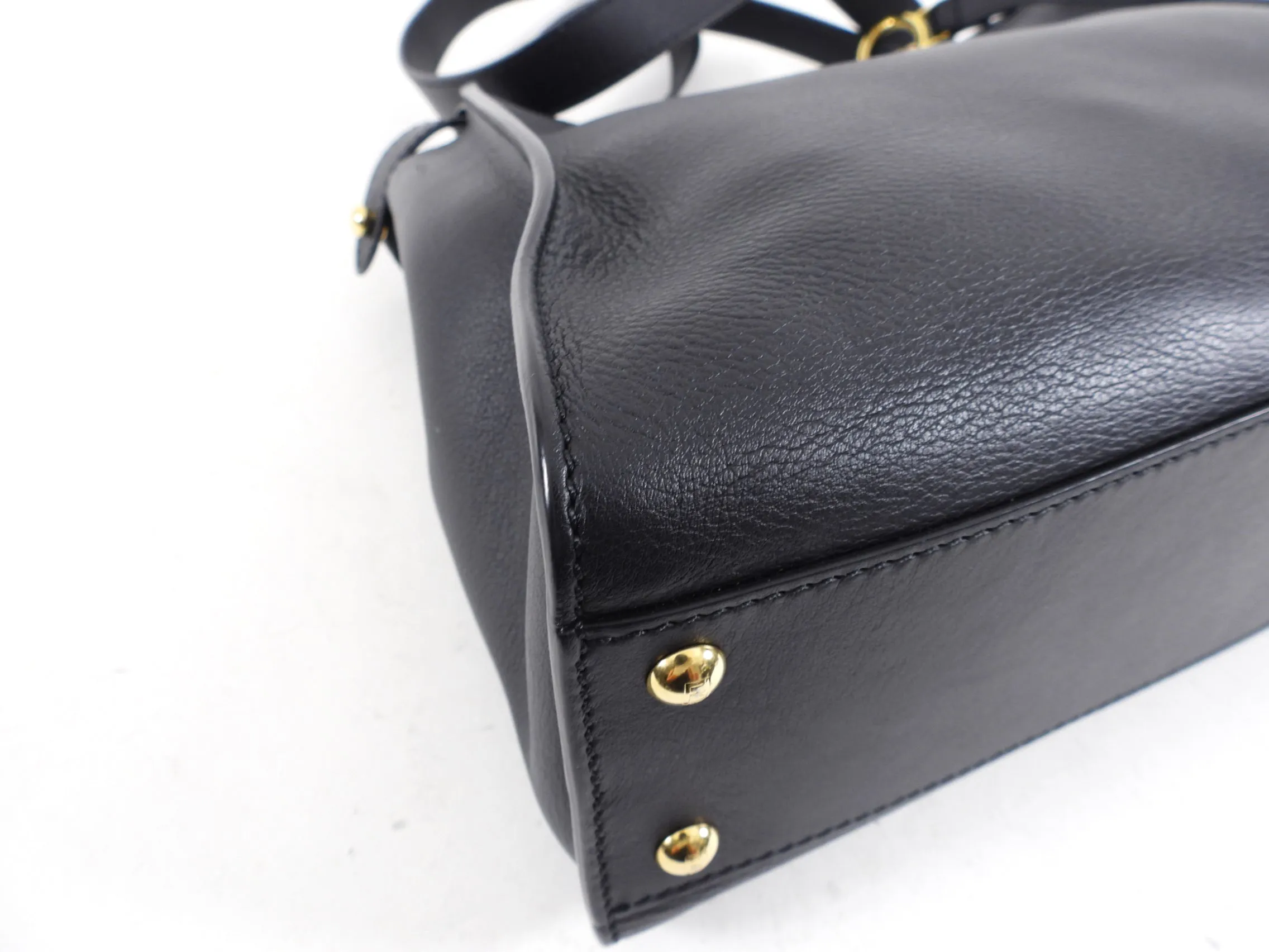 Fendi Black Leather Peekaboo Medium Two-Way Bag