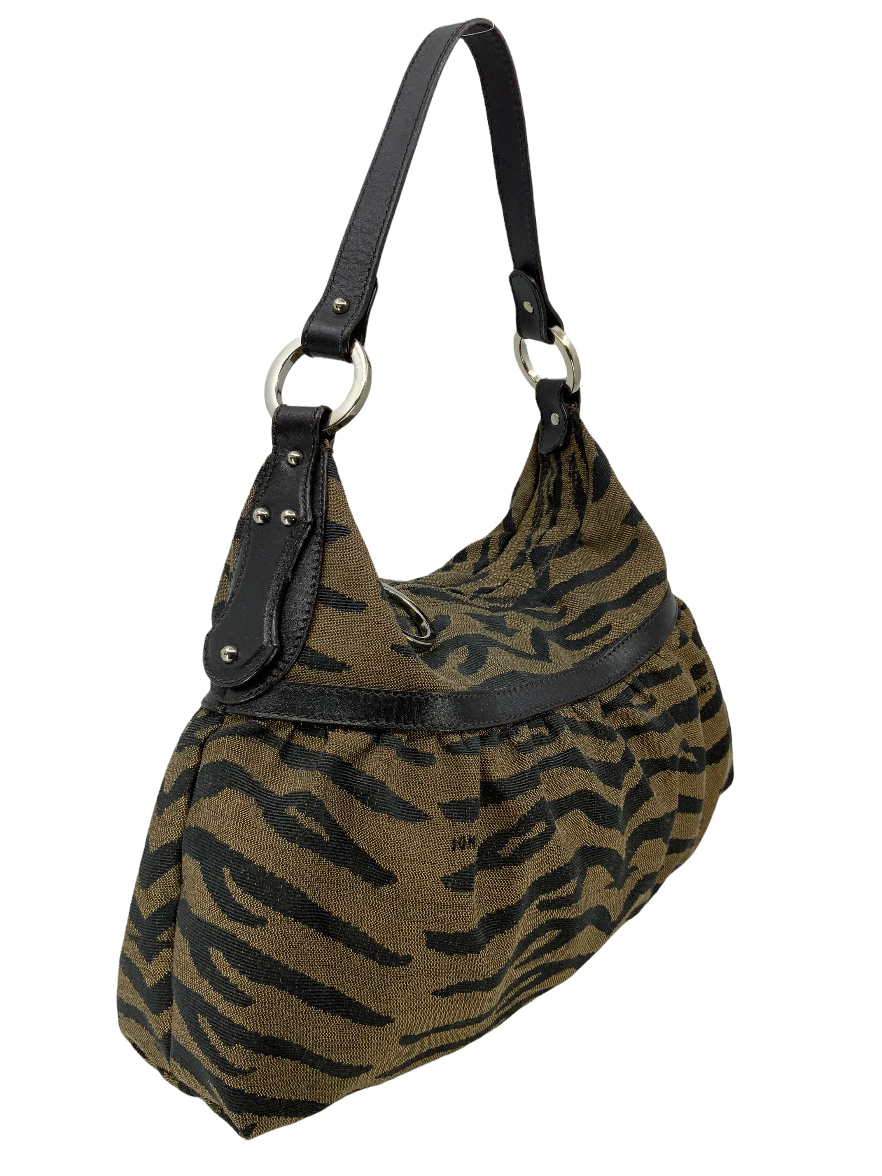 Fendi Vintage Tiger Printed Canvas Chef Shoulder Bag