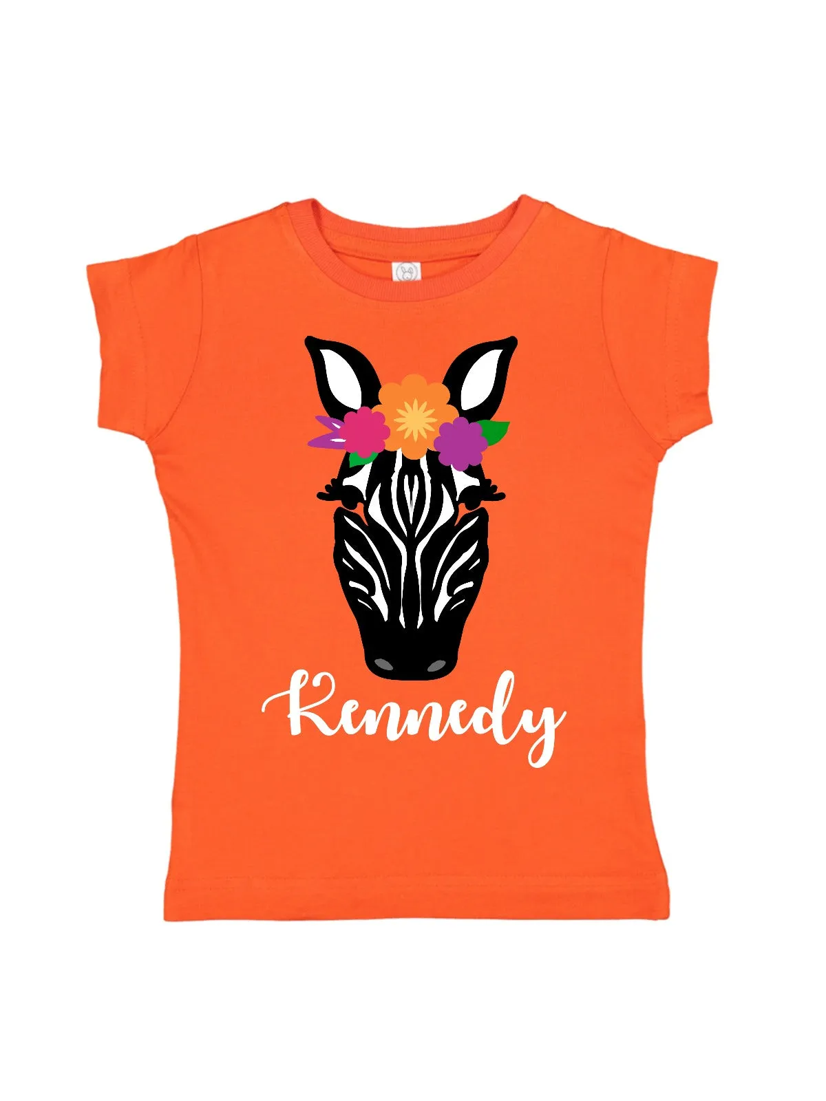 Flower Crown Zebra Girls Shirt - Orange