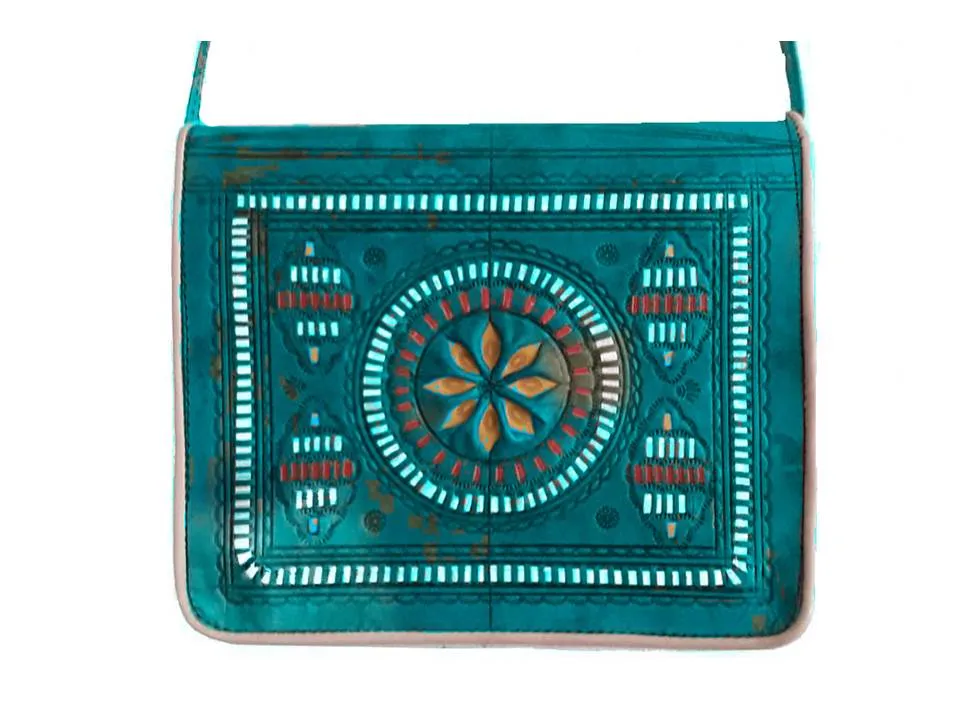 Jeblia Box - Turquoise Leather Bag - Sun