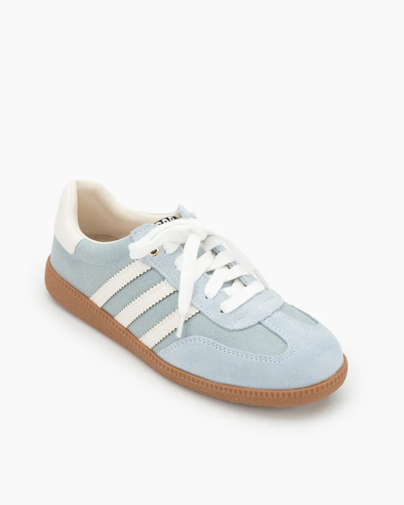 Light Blue Suede Leather Flat Sneakers