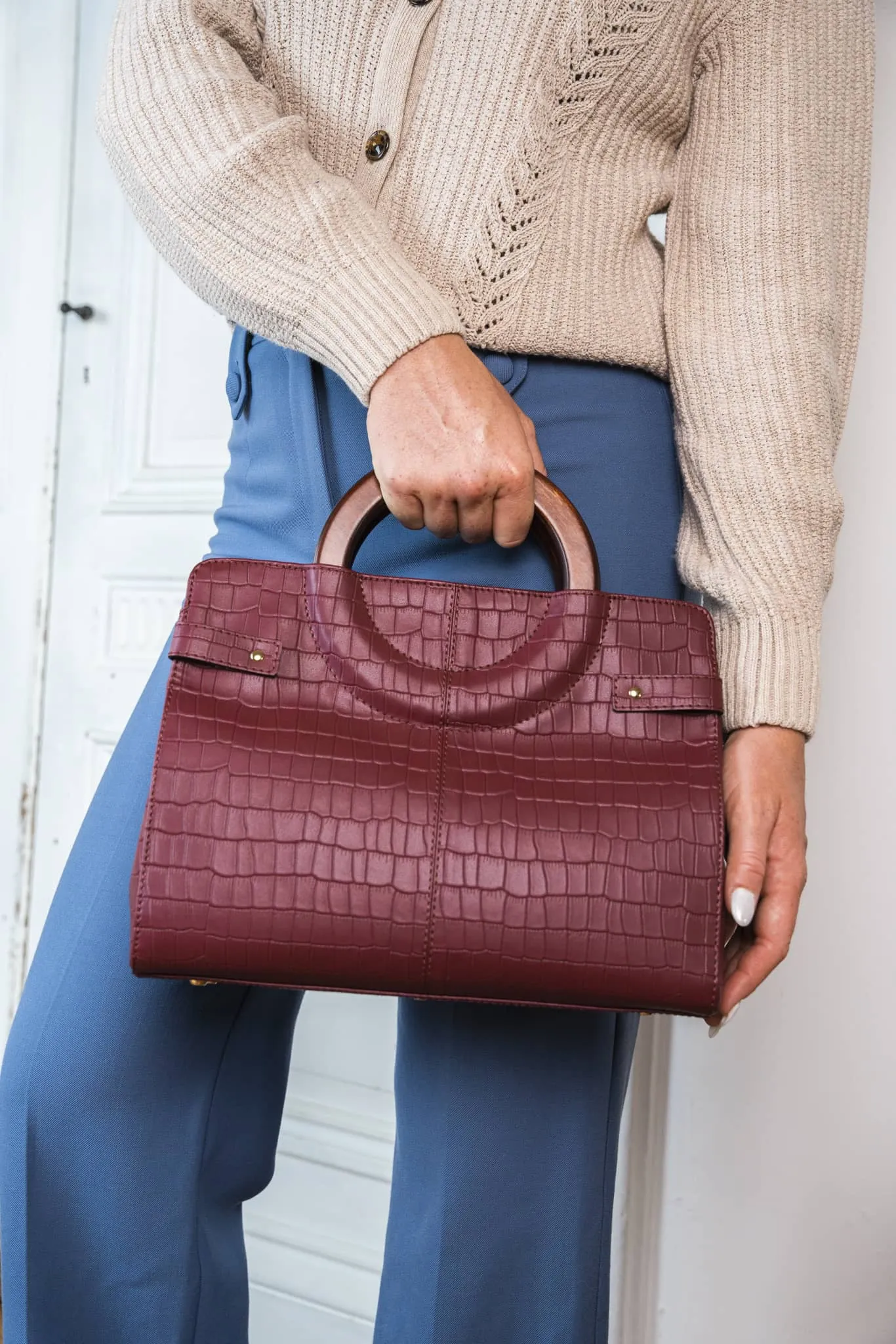 Mini Kayamb Grape Leather Vegan Handbag | Burgundy