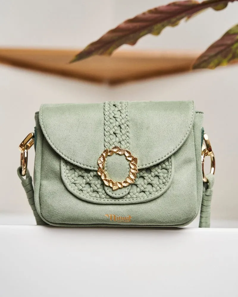 Mira Braided Vegan Suede Crossbody Bag | Sage