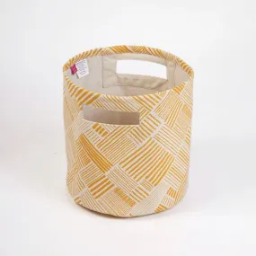 MODERN RETRO – Canvas basket, mustard yellow stripe print, storage basket, fabric bin