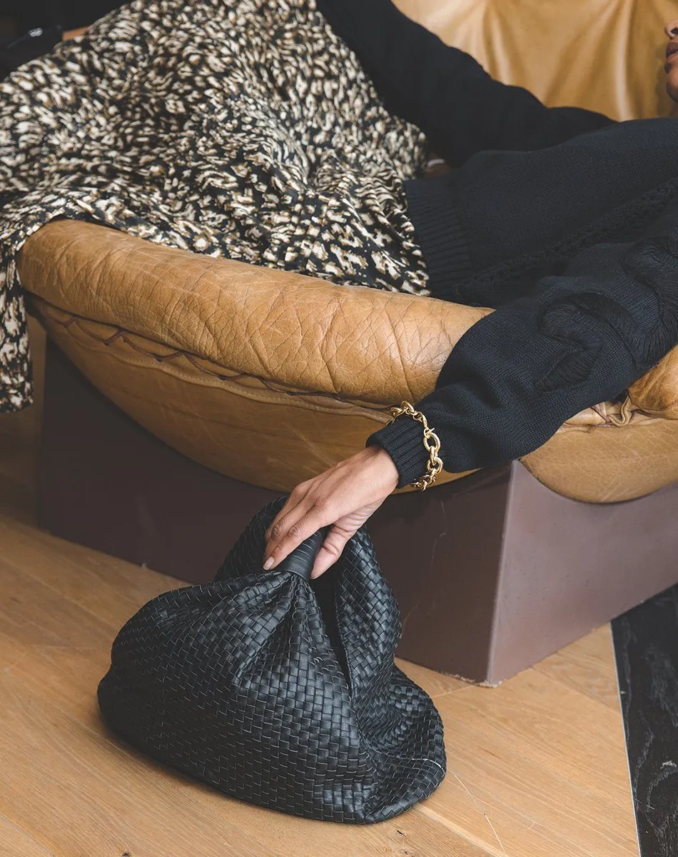 Nia Woven Handbag | Black