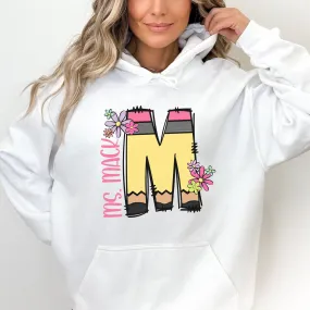 Pencil Letter (Flowers) - HOODIE - Youth and Adult