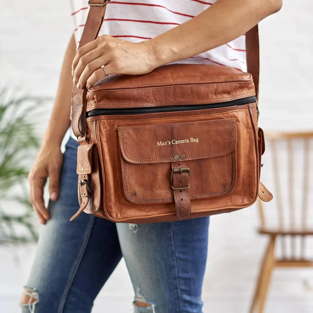 Personalised Camera Bag - Handmade Leather