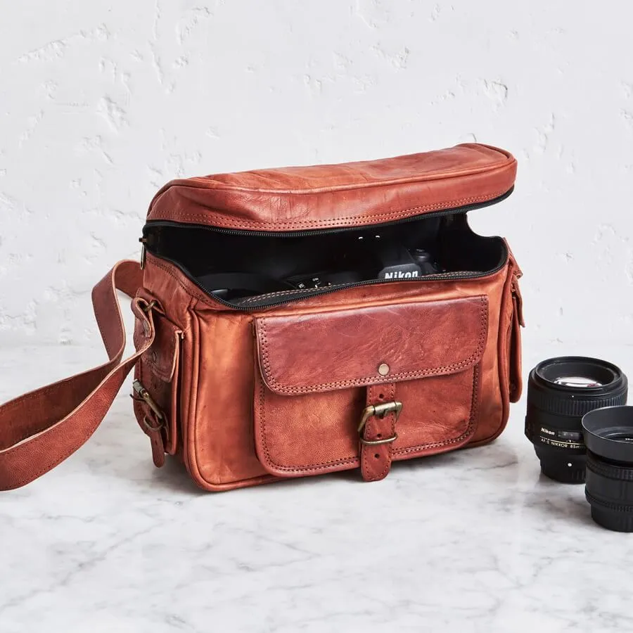 Personalised Camera Bag - Handmade Leather