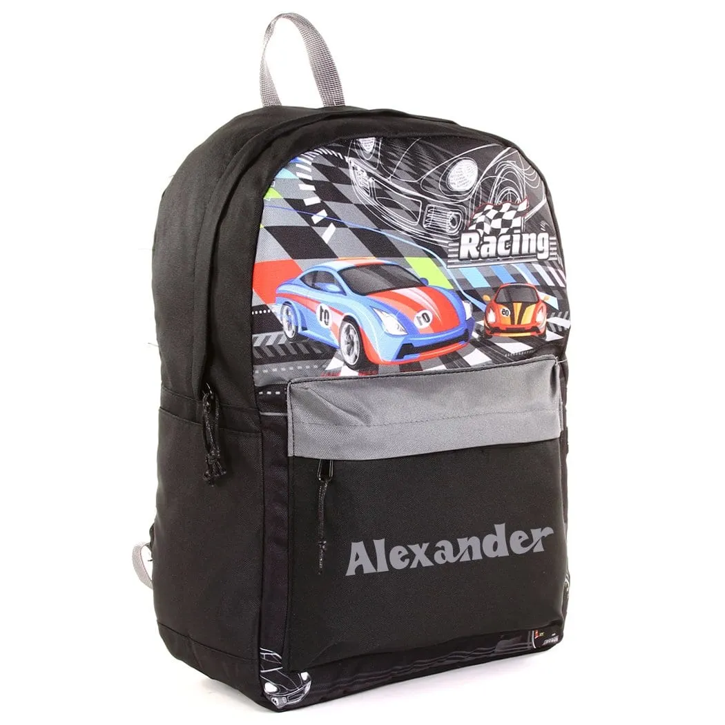 Personalized School Backpack or Lunch Bag - Racing