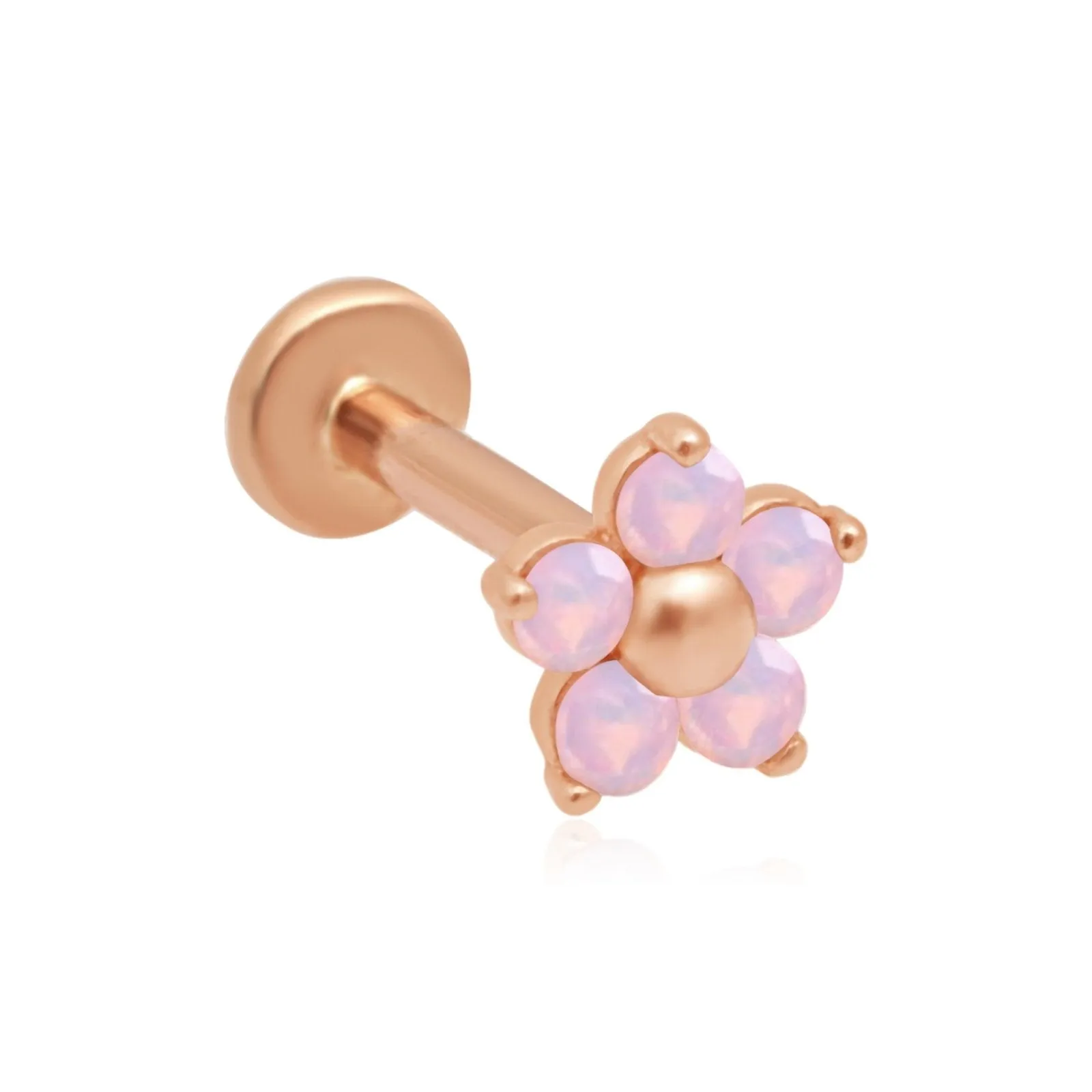 Pink Opal Flower Flat Back Stud