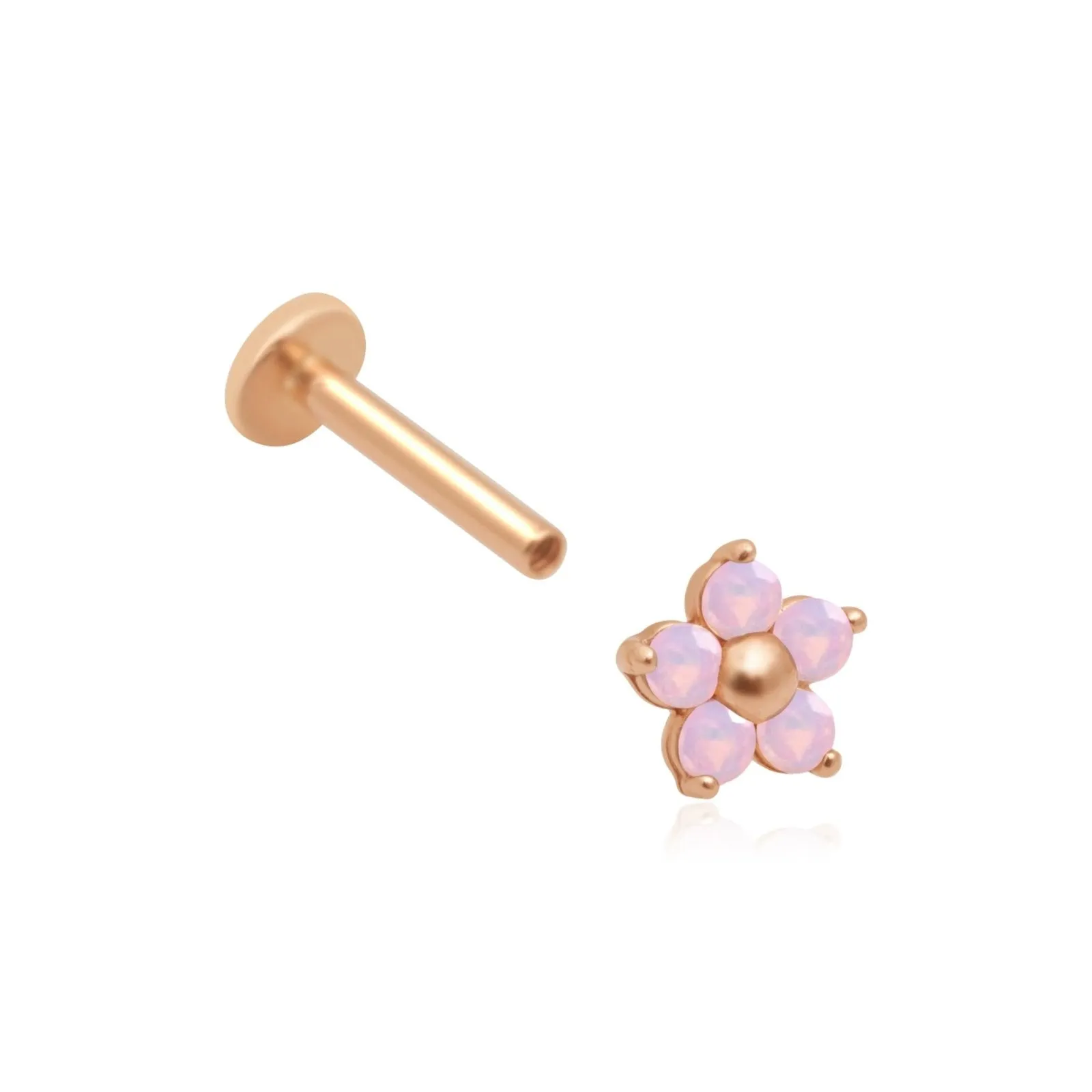 Pink Opal Flower Flat Back Stud