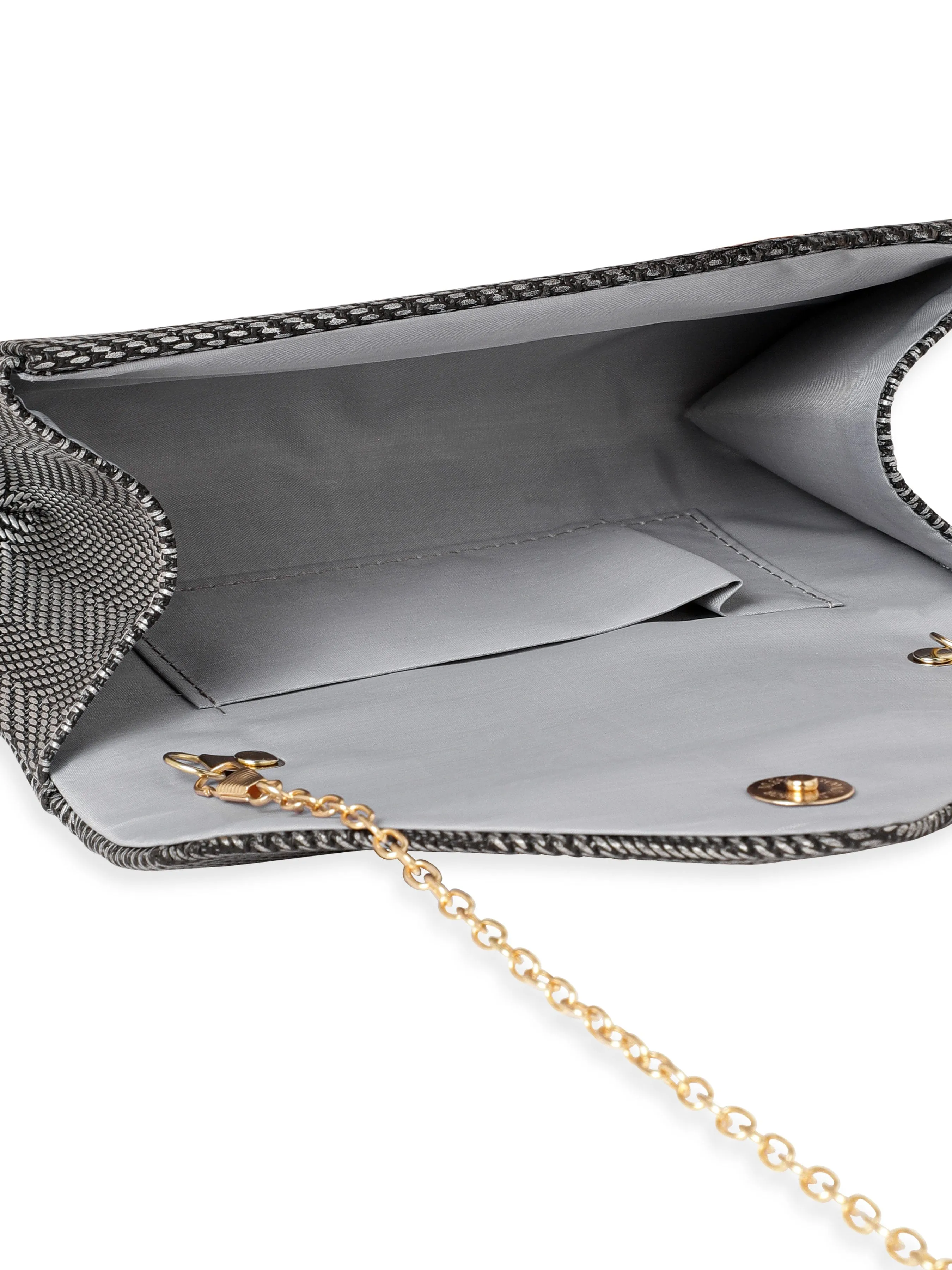 Rubans Urban Elegance Handcrafted Grey Textured Clutch