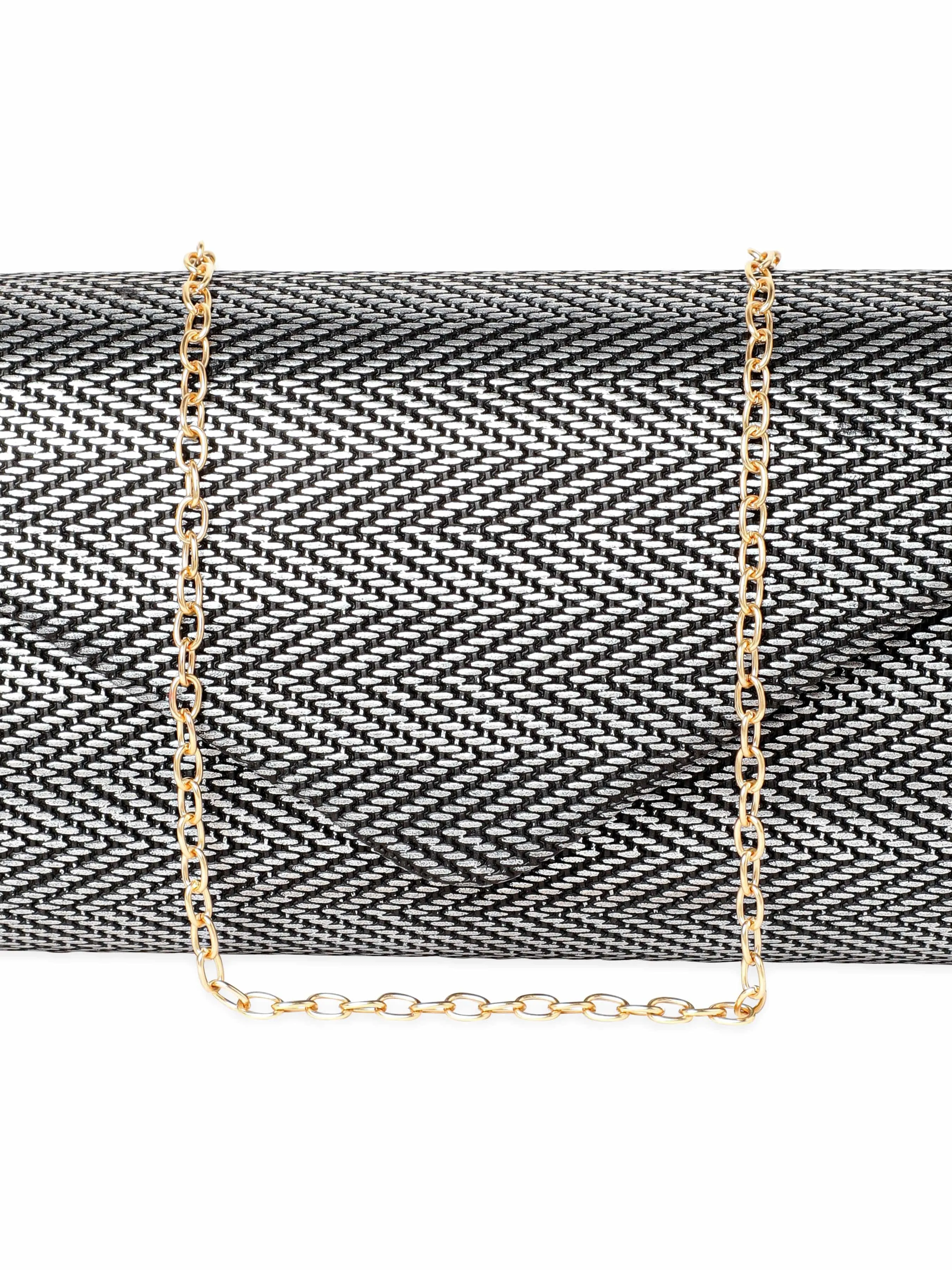 Rubans Urban Elegance Handcrafted Grey Textured Clutch