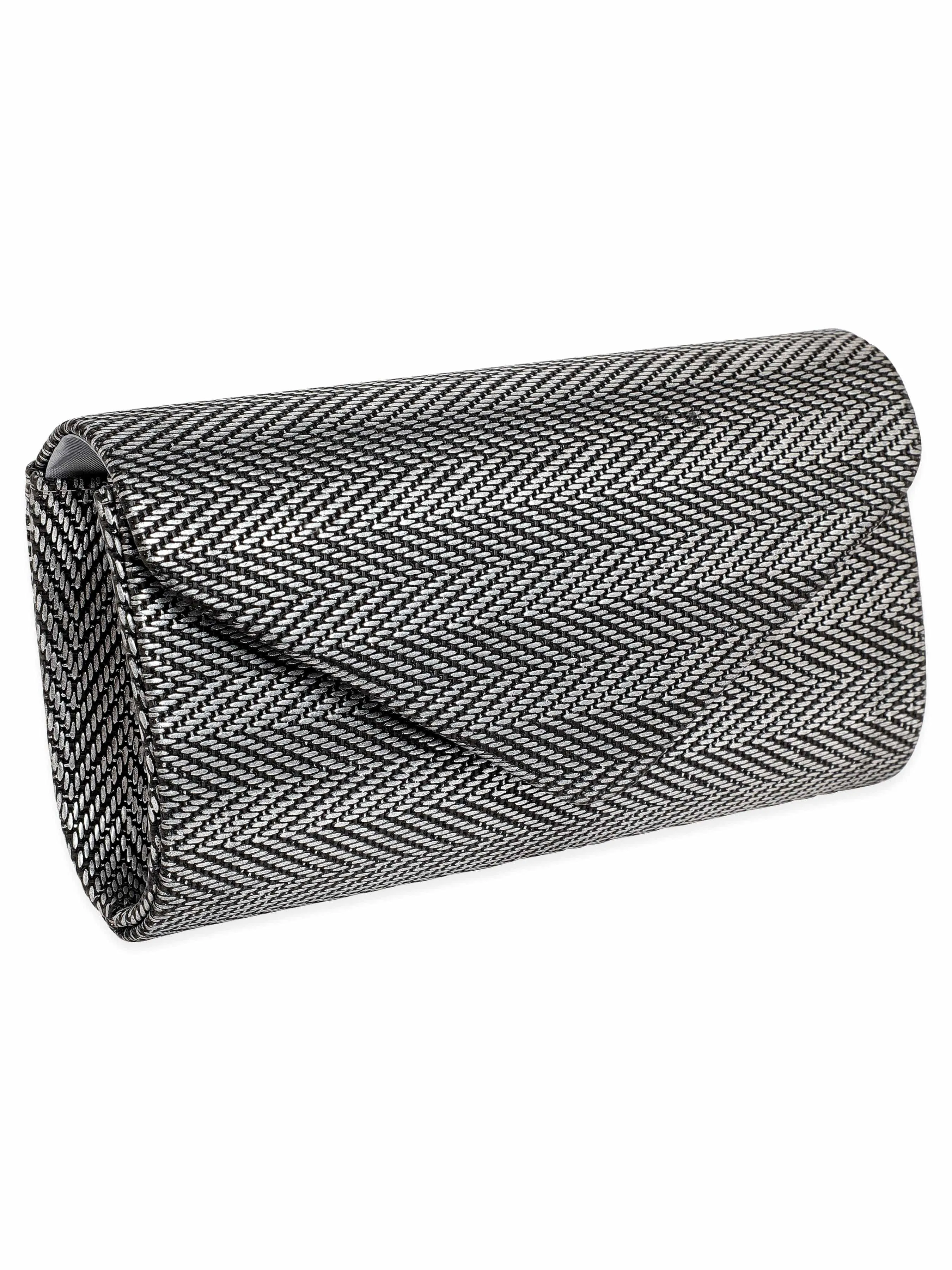 Rubans Urban Elegance Handcrafted Grey Textured Clutch