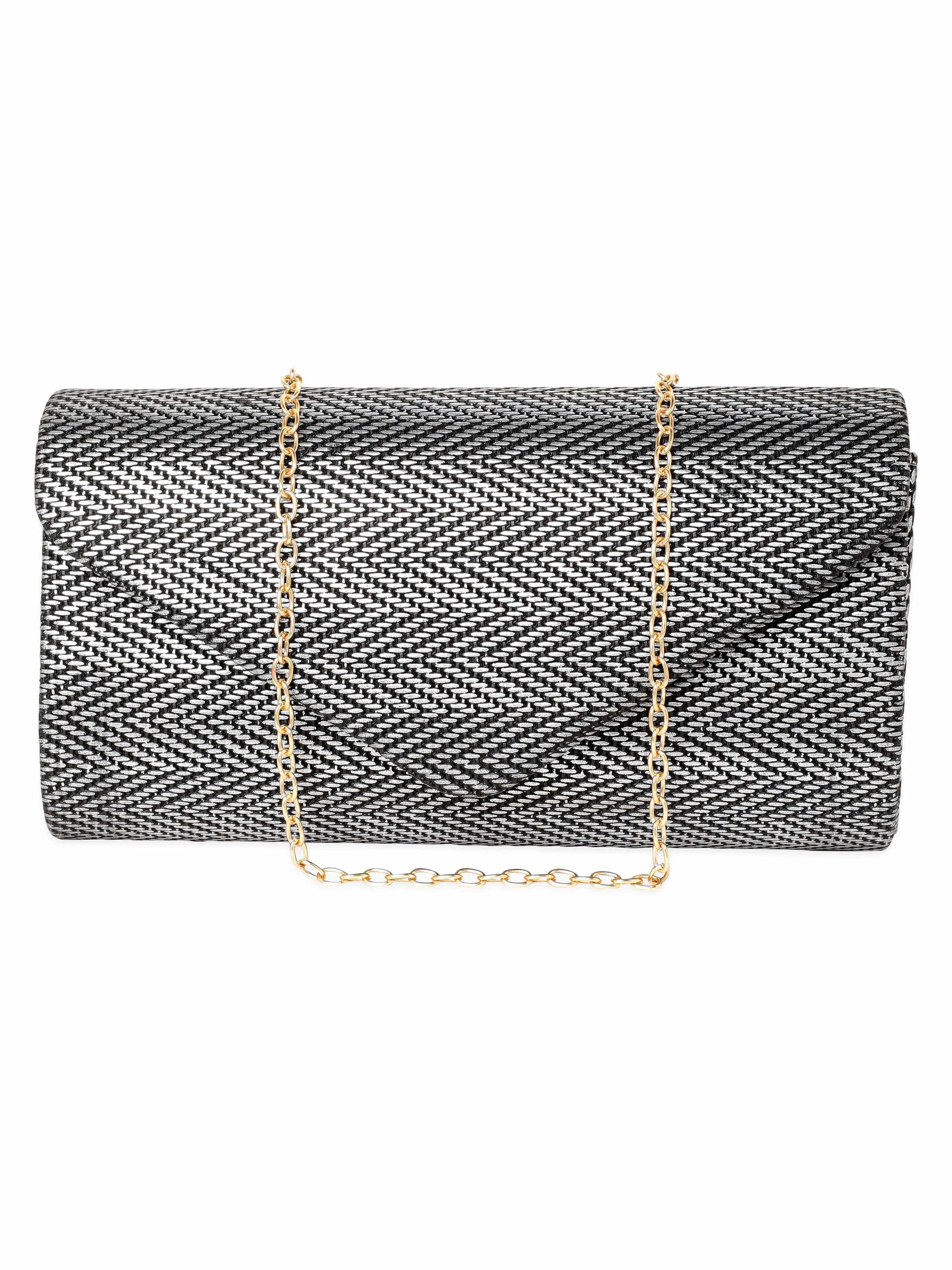 Rubans Urban Elegance Handcrafted Grey Textured Clutch