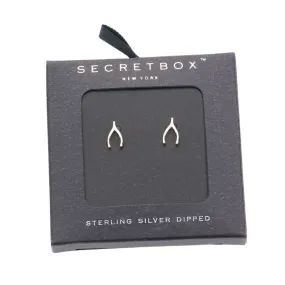 Secret Box Sterling Silver Dipped Wishbone Stud Earrings