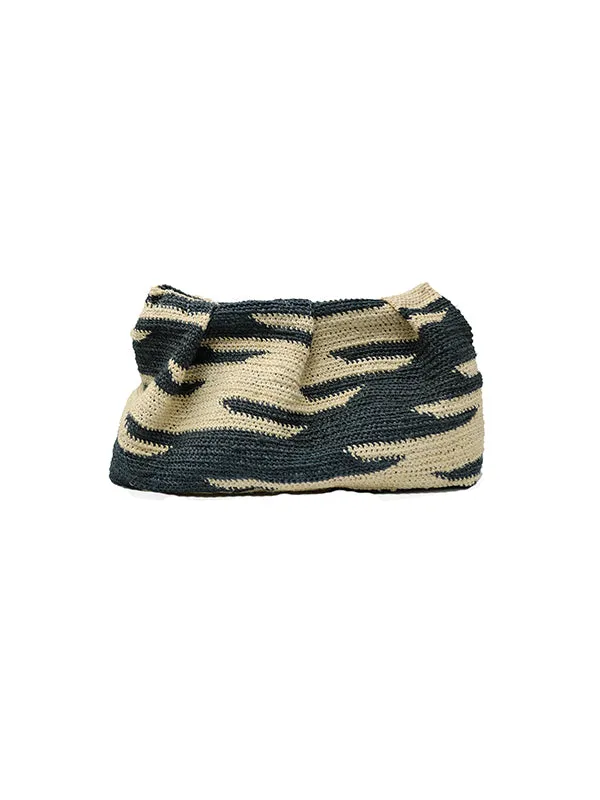 Sisal medium pouch in Natural/Black