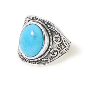 Sterling Silver Plated Oxidised Band Ring Blue-Small