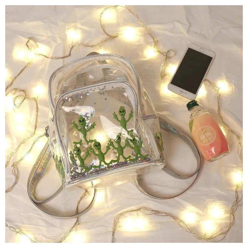 STREET FASHION LASER ALIEN TRANSPARENT BACKPACK BY91005