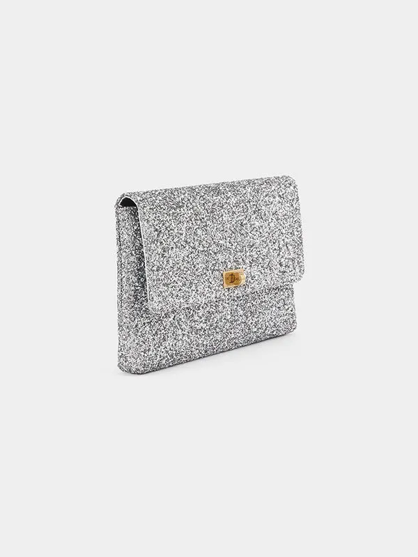 Valorie Clutch in Anthracite Glitter