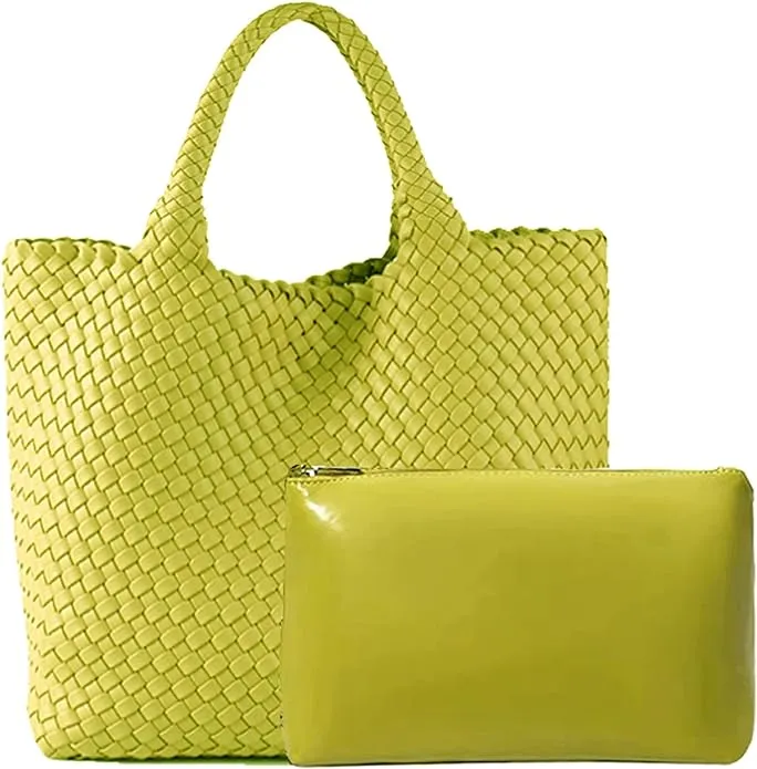 Vegan Leather Woven Tote - (multiple colors)