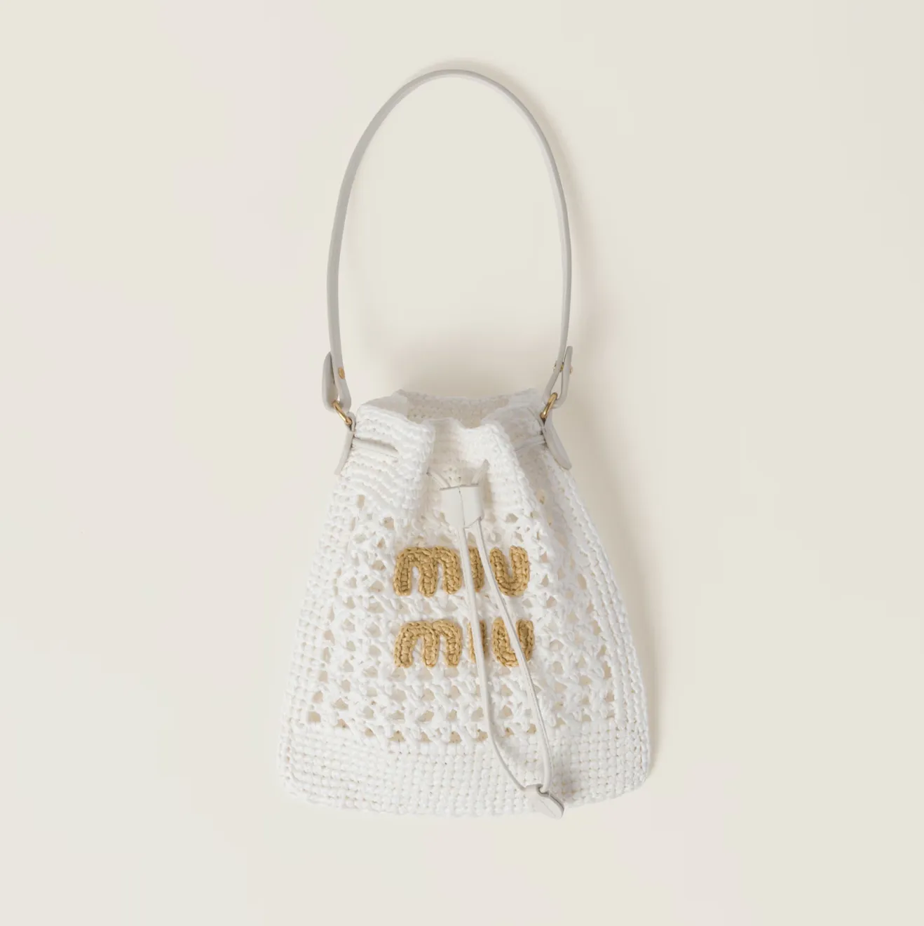 WOVEN FABRIC MINI-BAG - WHITE/ BEIGE