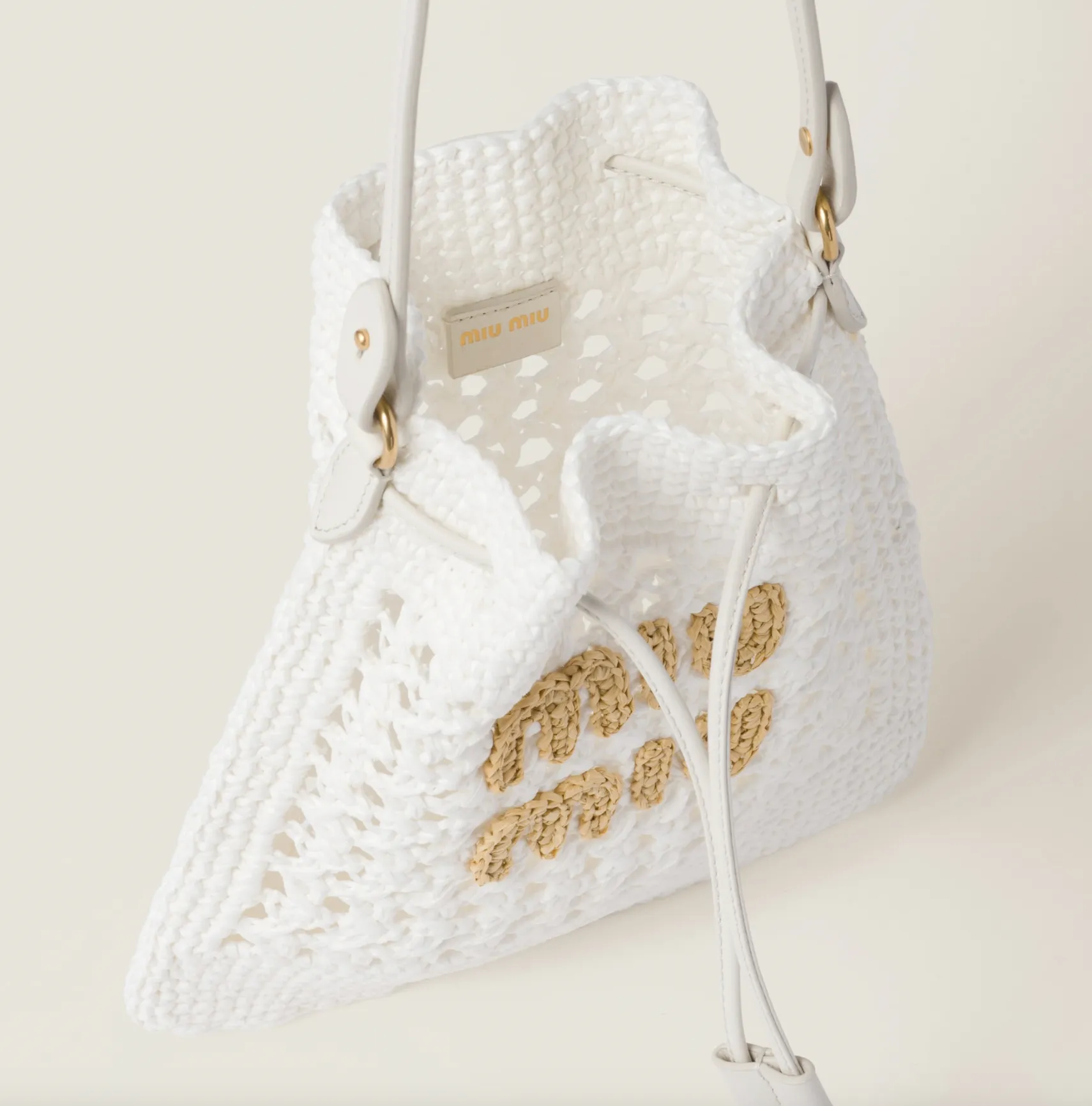 WOVEN FABRIC MINI-BAG - WHITE/ BEIGE