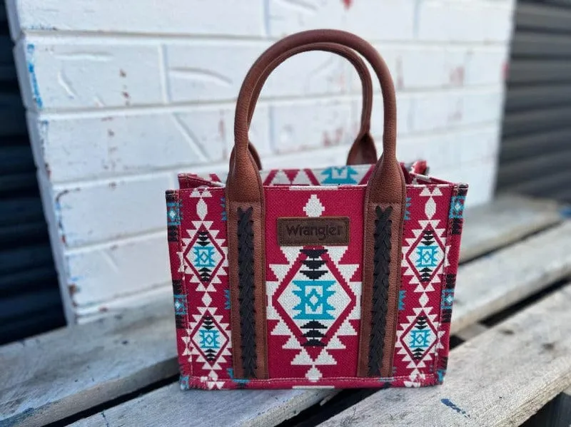 Wrangler Southwestern Print Small Crossbody/Tote Burgundy