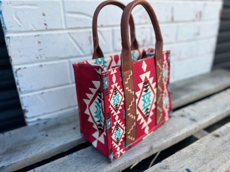 Wrangler Southwestern Print Small Crossbody/Tote Burgundy